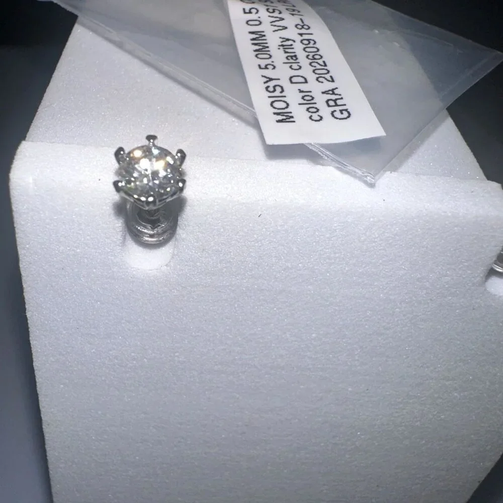 Moissanite Stud Earrings 0.5 Carat Sterling Silver